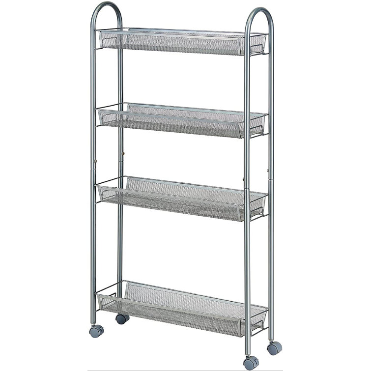 Rebrilliant 4 Tier Slim Rolling Cart Kitchen Storage Organizer Mesh Wire Storage Carts With